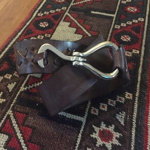 Brown Leather Belt Hook Closure M/L 31”-33”